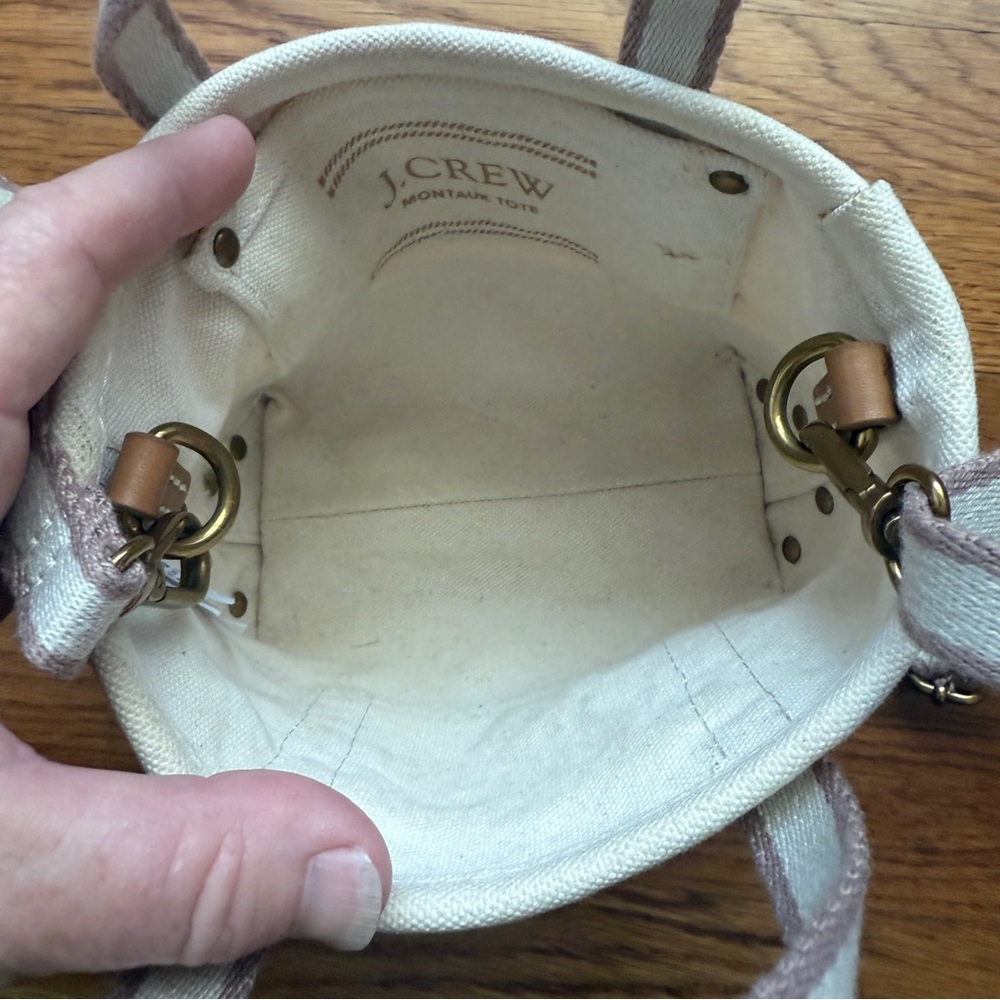 J.Crew mini montauk canvas cream tote crossbody - Picture 6 of 8